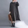 Casual Dresses 2022 Winter Korean Plus Velvet Loose Big Size Slimming Simple Solid Color All-match Women Hooded Dress