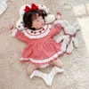 Bébé fille fraise broderie barboteuse combinaison jumelle tenues été né 1er anniversaire baptême barboteuses 210615