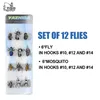 Fly Fishing Flies set 12pcs Mosquito Housefly Realistic Insect Lure for Trout Lure kit flyfishing 220302