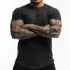 Męska Moda T Shirt Men Tops Lato Fitness Bodybuilding Odzież Mięśni Męski Koszulki Bawełniane Slim Fit Tees 210716