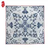 Kinesisk stil Twill Silk Scarf Women Blue and White Bandana 65cm Medium Square Scarves Kerchief Lyxig Neck Wrap Sjal Ladies