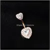 Cloche anneaux corps Blingbling crevaison ombilical ornement bijoux en forme de coeur diamant femme nombril nombril anneau Eub 5