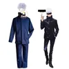 2021 Nuovo Anime Jujutsu Kaisen Gojo Satoru Costume Cosplay Viola Chiaro Parrucca Ragazzi Uomini Scuola Uniforme Vestito Del Partito Carnical Outfit Y0913