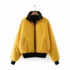 Foridol Oversize Yellow Parkas Jackets Coats Winter Women's Windbreaker Wear i båda sidor Black Zipper Puffer Jacklets Coat 210415