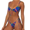 Sexy Strappy Bandage Swimsuit Women Padded Bralette Swimwear Leopard Bathing Suit S-L Girl Side Tie Bottom Bikini Set 210629