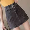 Sexiga kvinnor denim mini kjol mode sommar hög midja koreanska svart kjol blå paket höft jeans hajuku plus storlek bomull 210608