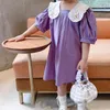 Le ragazze vestono i vestiti della ragazza del temperamento del risvolto dei bambini di modo del ricamo della farfalla del manicotto del soffio del bambino di estate 210515