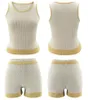 Kvinnors träningsdräkter Kvinnors bekväma stickade lounge bär två delar Set Women Summer Outfits Tank Top and Shorts Matchning Set 2022 C34-CF24