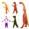 Traje de boneca mascote Novas fantasias de dinossauro para crianças Traje de Halloween T-rex Braquiossauro Raptor Macacão de pelúcia Purim Terno de festa para meninos Meninas