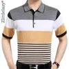 Marca Casual Verão listrado manga curta polo camisa de poloshirt jersey luxo mens polos camisetas vestido modas 41616 210401