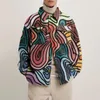 Mens Jacket Lapel Long Sleeve Cardigan Coat with Different Print Patterns Fashionable Street Wear Various Color Styles