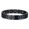 Pulseiras de potência de cor para homens aço inoxidável inserir fibra de carbono pesada pulseira de pulseira de saúde link cadeia de link