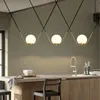 Postmodern minimalist creative glass ball pendant lamp living room restaurant designer V-shaped tube bar small hanging lamp