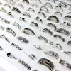 Mode mélange Style 50 pcs/lot anneau en métal ouverture réglable Antique alliage d'argent bande Fit hommes mariage bijoux cadeau