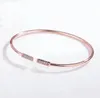 Klasyczna moda double T Open Bangle 925 Diamentowa srebrna bransoletka jest wyposażona w wykwintną opakowanie pudełka na prezent264Q