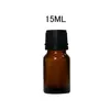 Heet 10 ml 15 ml kwaliteit amber glas etherische olie fles met opening reducer en cap lege bruine flesjes flessen