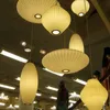 Lampe à soucoupe à bulles George Nelson E27 LED, luminaire suspendu en soie blanche, boule plate en soie blanche, éclairage suspendu 262k, 2021