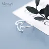 Sweet Cute Simple Moon Finger Ring for Women Girl Fashion 925 Sterling Silver Slim Korea Style Party Fine Jewelry 210707