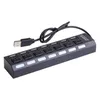 Hubs 7 poort USB Splitter Draagbare gegevenshub met individuele aan / uit-schakelaar en LED-overspanningsbeveiliging