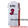 Goedkope Custom Dwyane Wade Wit Swingman Jersey Gestikt Heren Dames Jeugd XS-6XL Basketbal Jerseys