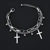 Link Chain Hip Hop Cross Multilayer Stainless Steel Bracelet Punk Gothic Lobster Clasp Titanium For Women Men Trend Jewelry Kent22