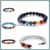 Perlen, Stränge Armbänder Schmuck 7 Chakra Armband Männer Schwarze Lava Heilung NCE Perlen Reiki Buddha Gebet Naturstein Yoga Für Frauen Drop D