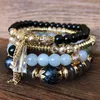 Bohemian Beaded Bracelets for Women Multilayer Jewelry Charm Crystal Tassel Pendant Bracelet Fashion Accessories