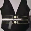 Damen-Bikini-Badeanzug mit breiten Hosenträgern, sexy Kleid, mittelgroß, schwarz, gefüllt, Schwimmen, solider Designer-Stil