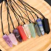 Pendant Necklaces 1PC Reiki Healing Big Pendulum Fluorite Stone Crystal Quartz Amulet Natural Amethysts Lapis Agates Necklace