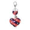 Heart Shape Key Ring Party Favorit Färgglada Amerikanska Flagg Nyckelringar Independence Day Key Chain Souvenir Present