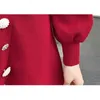 Bottone con diamanti per personalità da donna Decora un abito maglione con fondo a maniche lunghe con scollo a V e primavera autunno lavorato a maglia 210416
