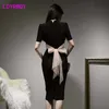 LDYRWQY Koreaanse versie Sexy Temperament Holle Mesh Stitching Lace Slank Lichaam en Heup Dress Office Lady 210603
