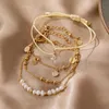 Cadeia de link mais recente simples pulqueiro de ouro simples de mulheres sementes requintadas de sementes de miçanga de bracelete da moda 2022 jóias atacado trum22