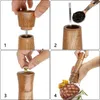 2Pcs Wood Salt and Pepper Grinder BBQ Shaker Mill with Ceramic Core 210611