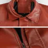 Giacca in pelle da uomo moda motociclista motociclista PU giacche colletto alla coreana staccabile pelliccia sintetica antivento cappotti caldi capispalla 211009