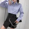 Moda listrada camisa mulheres casual manga longa escritório senhora solta tops elegante primavera chiffon blusa feminina 7982 50 210521