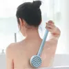 Supply to Amazon MOQ 50 PCS Customized Printing LOGO Body Brush with Soft Nylon Bristles Back Scrubber for Shower with Long Plastic Handle Exfoliating Skin