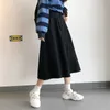 Plus maat 5xl streetwear Harajuku lange rokken voor vrouwen elegante elastische high taille maxi rok zwart kaki leger groene lading rok 210619