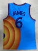 2021 Mavi LeBron 6 James Basketbol Forması Uzay Jam Tune Squad Film Tüm Dikişli En İyi Kalite