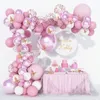 112pcs/Set White Metal Różowe balony Garland Arch Rose Gold Confetti Baby Shower Girl Birthday Wedding Party Dekoracje 220217