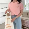 Owoce Haft Topy Plus Size Pullovers Krótkie Tee Casual Podstawowe Krótkie Rękawy Chic Loose T-Shirts 210525