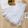 Girl's Dresses Girls Dress Lace Embroidered Little Flower For Summer Birthday Present Party Costume Toddler Kids Clothing