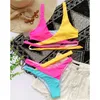 Costumi interi Giallo Rosa Blu Bikini con impunture colorate Costume da bagno femminile Costumi da bagno donna Set due pezzi Cut Out Bather Costume da bagno Swim