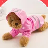 Vêtements pour chiens Manteau de pluie pour animaux de compagnie en plein air solide imperméable à capuche imperméable veste de chiot vêtements de mode rose L