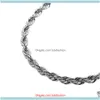 Chaînes Colliers Pendentifs Bijoux 6 mm d'épaisseur 30 pouces de long chaîne de corde solide plaqué or 14 carats Hip Hop ed collier lourd 65G8110330