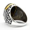 Genuine sterling silver antique Turkish ring with stone tiger eye men039s colorful punk rock jewelry3915200