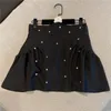 HIGH QUALITY est Designer Fashion Runway Suit Set Womens Strass Beaded Mini Skirt 210521