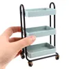 Hooks & Rails 1PC Dollhouse Miniature Furniture Trolley Dining Car Shelf Bookshelf With Wheels Doll Storage Display Rack Model Decor