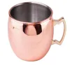 Tasse de mule de Moscou 530 ml tasses en cuivre martelé en acier inoxydable pour la bière glace café thé placage marteau tambour tasses de boisson de cocktail tasses 18 oz avec boîte d'emballage au détail