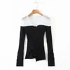 Dzianinowy przezroczysty przycięty Cardigan z długim rękawem Slim Casual Sheer Sweter Topy Vintage Irregualr Cardigans 210415